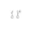 Majorica Pendientes Selene Plata Con Perla Blanca 8Mm Y Circonitas| Pendientes Cortos