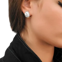Majorica Pendientes Tender Dorados Con Perla Blanca Barroca 12Mm| Pendientes Cortos