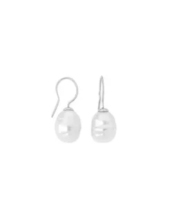 Majorica Pendientes Tender Plata Con Perla Barroca Blanca 12Mm| Pendientes De Perlas Largos
