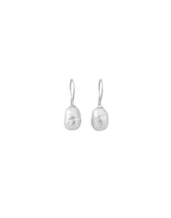 Majorica Pendientes Tender Plata Perla Barroca Blanca 8Mm| Pendientes De Perlas Largos