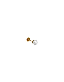 Majorica Piercing Oreja Dorado Con Perla Blanca 6Mm Coleccion Cos| Piercings