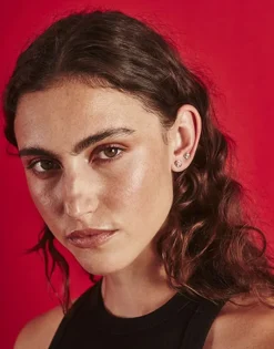 Majorica Piercing Oreja Flor Coleccion Cos Con Perla Rosa De 4Mm| Piercings