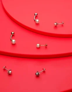 Majorica Piercing Oreja Flor Coleccion Cos Con Perla Nuage De 4Mm| Piercings