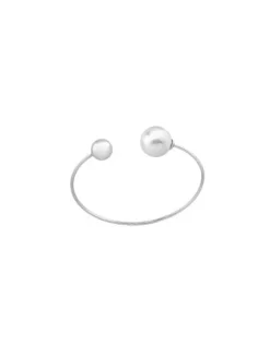 Majorica Pulsera Aura Acero Con Perla Blanca| Brazaletes Rígidos