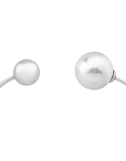 Majorica Pulsera Aura Acero Con Perla Blanca| Brazaletes Rígidos