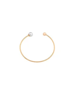 Majorica Pulsera Aura Dorada Pequena Perla Blanca| Brazaletes Rígidos
