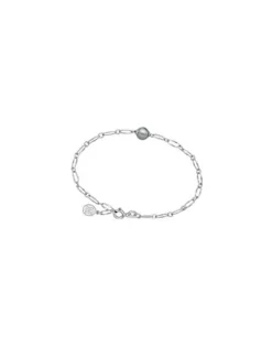 Majorica Pulsera Cies De Eslabones En Plata Con Perla Gris| Pulseras Encadenadas
