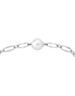Majorica Pulsera Cies De Eslabones Plata Con Perla Blanca| Pulseras Encadenadas