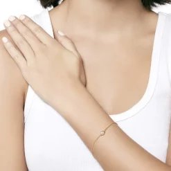 Majorica Pulsera Cies Dorada Con Perla Blanca| Pulseras Encadenadas