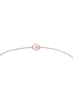 Majorica Pulsera Cies En Plata Con Perla Rosa| Pulseras Encadenadas