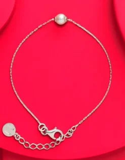 Majorica Pulsera Cies En Plata Con Perla Blanca| Pulseras Encadenadas