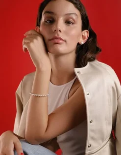 Majorica Pulsera De Perlas Ballet Dorada 4Mm| Pulseras Doradas