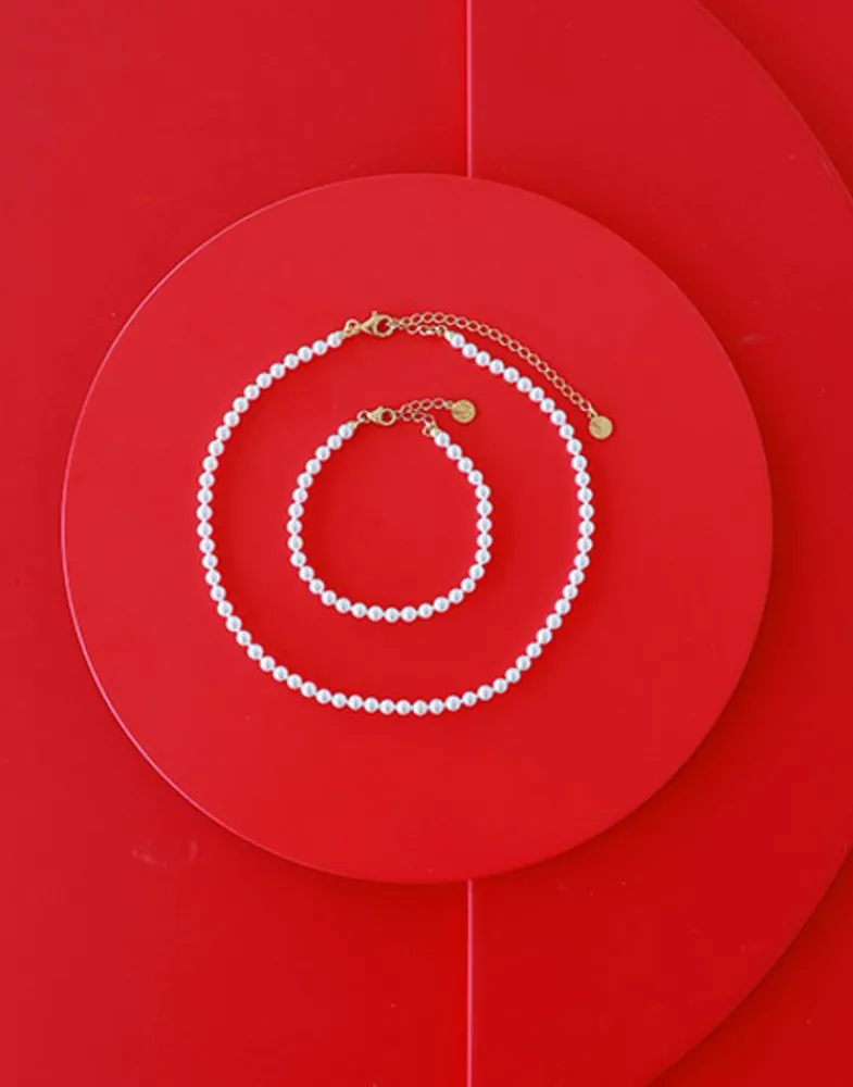 Majorica Pulsera De Perlas Ballet Dorada 4Mm| Pulseras Doradas