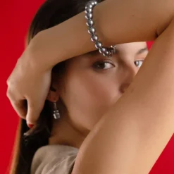 Majorica Pulsera De Perlas Grises Lyra 10Mm| Pulseras Plata