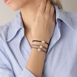 Majorica Pulsera Elastica Ajustable Sifnos Magenta Con Perla| Pulseras Elásticas