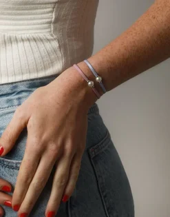 Majorica Pulsera Elastica Sifnos Lila Con Perla| Pulseras Elásticas