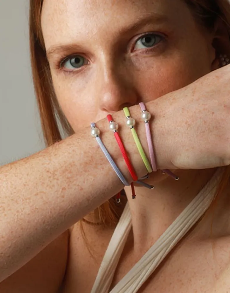 Majorica Pulsera Elastica Sifnos Roja Con Perla| Pulseras Elásticas