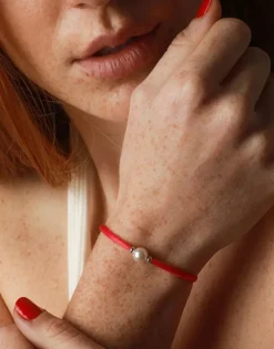 Majorica Pulsera Elastica Sifnos Roja Con Perla| Pulseras Elásticas