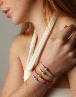 Majorica Pulsera Elastica Sifnos Roja Con Perla| Pulseras Elásticas