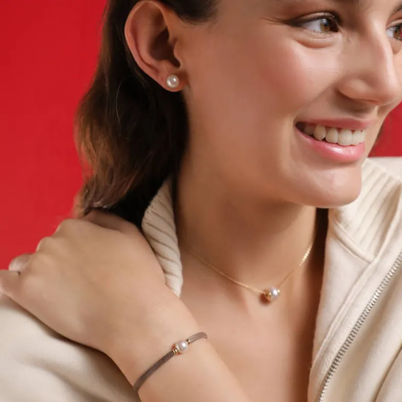 Majorica Pulsera Elastica Unisex Ajustable Sifnos Taupe| Pulseras Elásticas