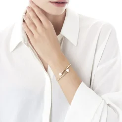 Majorica Pulsera Galatea Acero Dorado| Brazaletes Rígidos