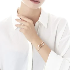 Majorica Pulsera Galatea Acero Rosado| Brazaletes Rígidos