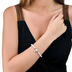 Majorica Pulsera Lyra 8Mm Plata Cierre Lengueta| Pulseras Plata
