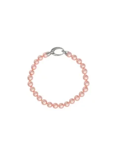 Majorica Pulsera Lyra Plata Con Perlas Rosas 6Mm| Pulseras Plata