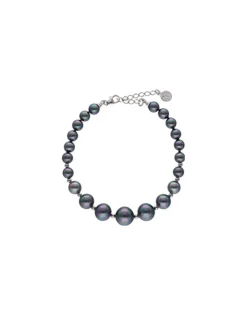 Majorica Pulsera Lyra Plata Con Perlas Grises 6/10Mm| Pulseras Plata