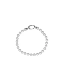 Majorica Pulsera Lyra Plata Perlas Blancas 6Mm| Pulseras Plata