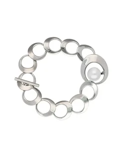 Majorica Pulsera Petra En Acero Y Con Perla Blanca| Pulseras Encadenadas