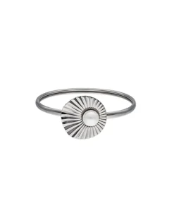Majorica Pulsera Rigida En Acero Le Palm Con Perla Blanca| Brazaletes Rígidos