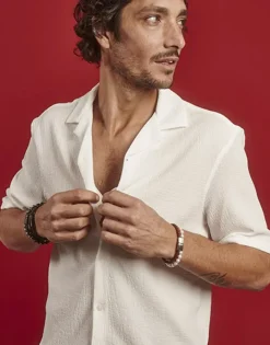 Majorica Pulsera Sailor De Cuero Marron Y Perlas Blancas 22Cm| Pulseras De Cuero