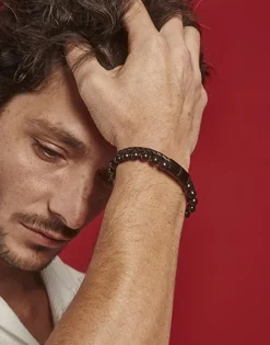 Majorica Pulsera Sailor De Cuero Y Perlas Negras 22Cm| Pulseras Encadenadas