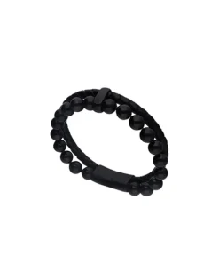 Majorica Pulsera Sailor De Cuero Y Perlas Negras 22Cm| Pulseras Encadenadas