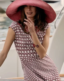 Majorica Pulsera Santorini De Flores Granate Ajustable En Plata| Brazaletes Rígidos