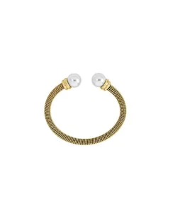 Majorica Pulsera Tender Bano Dorado Perla Blanca| Brazaletes Rígidos
