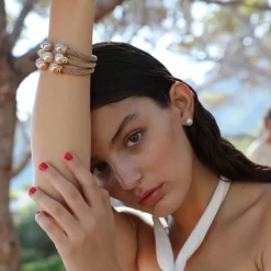 Majorica Pulsera Tender Bano Rosado Perla Nuage| Brazaletes Rígidos