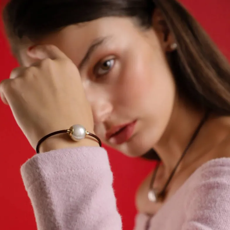 Majorica Pulsera Zindis Cuero 17,5Cm| Pulseras De Cuero